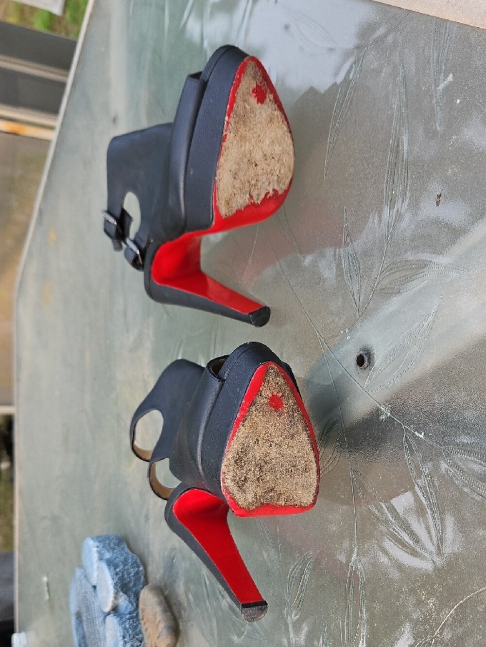 Christian Louboutin Black Peep-Toe Platform Slingback Heels - Picture 3 of 6